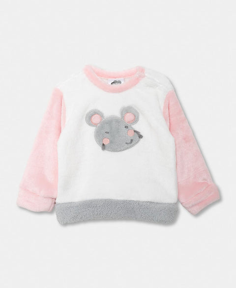 Buzo Para Recién Nacida En Felpa Color Blanco y Rosado