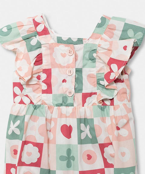 Mameluco Para Recién Nacida En Popelina Estampado
