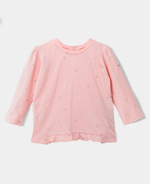 Camiseta Manga Larga Para Recién Nacida En Licra Color Rosado