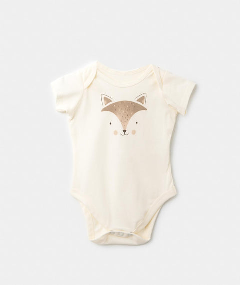 Body Manga Corta Unisex En Tela Suave Color Marfil