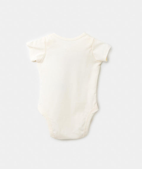 Body Manga Corta Unisex En Tela Suave Color Marfil