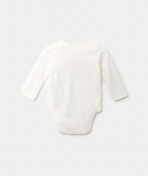Body Manga Larga Unisex En Tela Suave Color Marfil