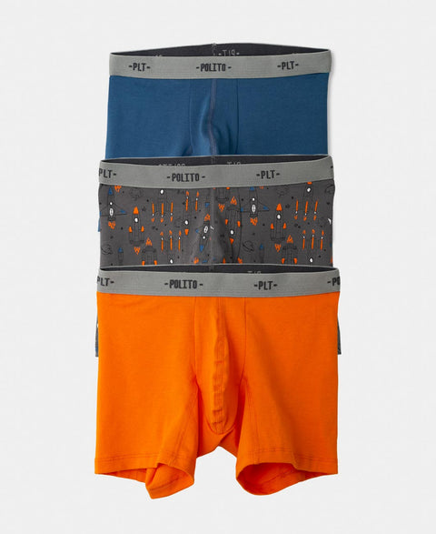 Paquete De Bóxers X 3 Para Niño En Algodón Color Naranja