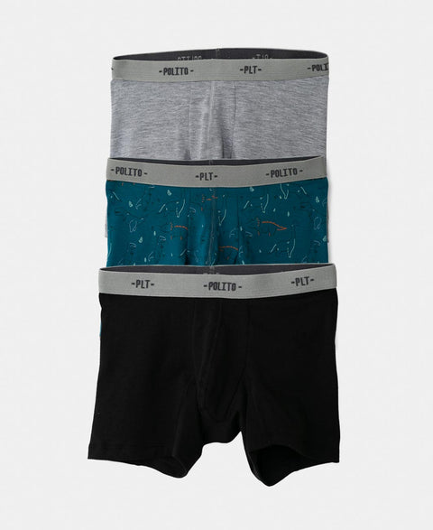 Paquete De Bóxer X 3 Para Niño En Algodón Color Negro
