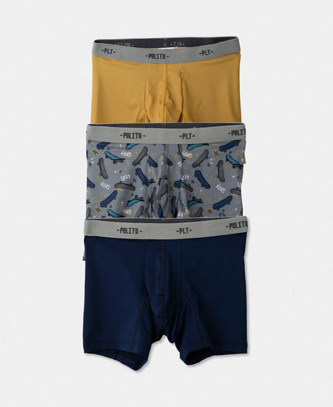 Paquete De Bóxer X 3 Para Niño En Algodón Color Mostaza