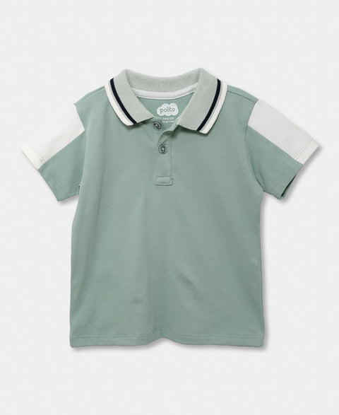 Camiseta Tipo Polo Para Recién Nacido En Algodón Color Verde