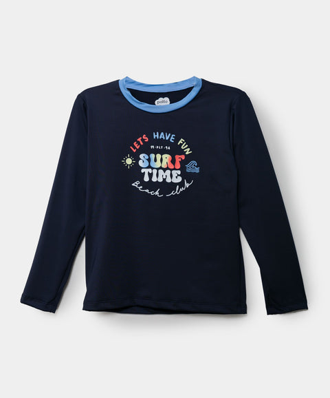 Camiseta Manga Larga De Playa Para Niño En Licra Color Azul