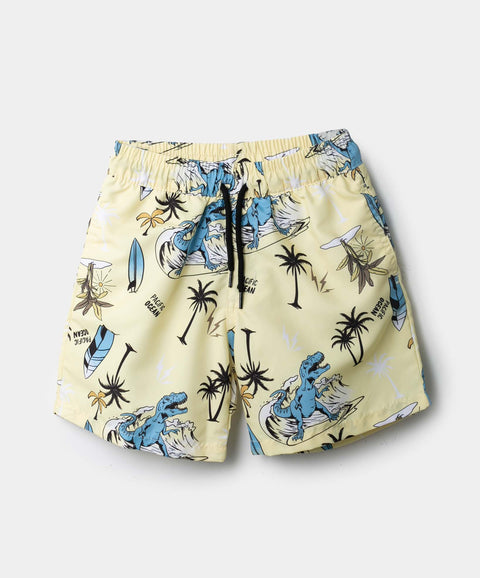 Bermuda De Playa Para Niño En Poliéster Color Amarillo
