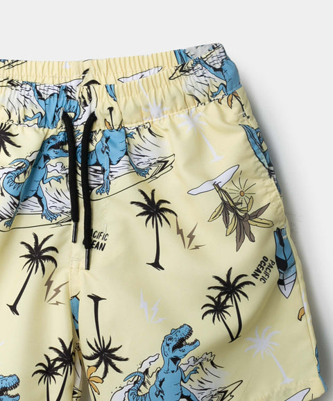 Bermuda De Playa Para Niño En Poliéster Color Amarillo