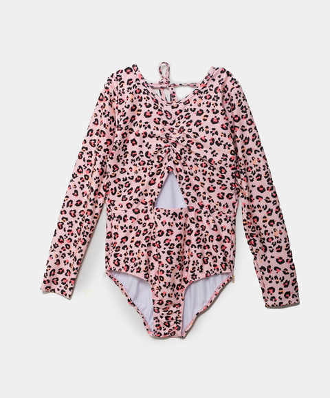 Vestido De Baño Entero Para Niña En Licra Color Rosado