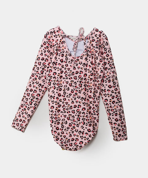 Vestido De Baño Entero Para Niña En Licra Color Rosado
