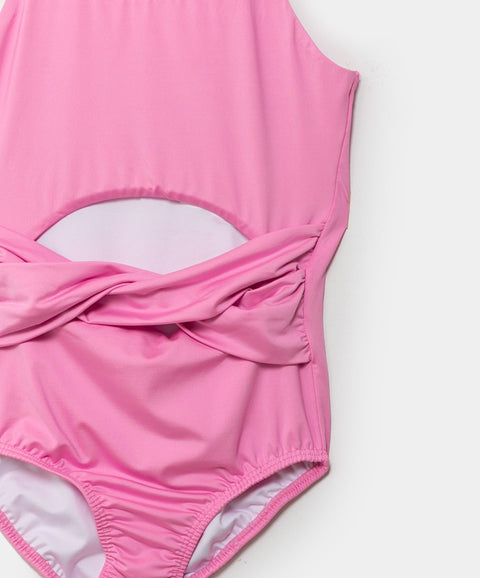 Vestido De Baño Entero Para Niña En Licra Color Fucsia