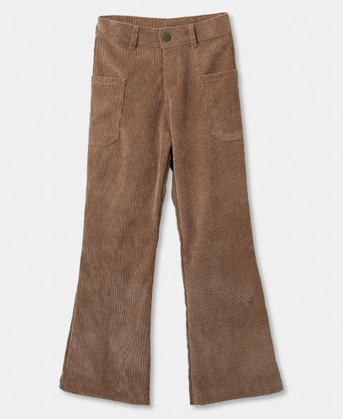 Pantalón Wide Leg Para Niña En Corduroy Color Camel