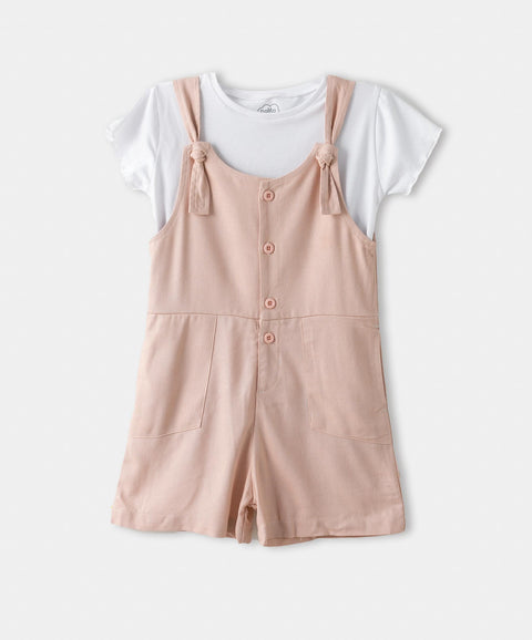 Conjunto Overol Y Camiseta Para Niña Color Rosado