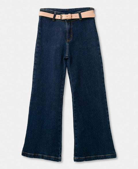 Jean Wide Leg Para Niña En Denim Color Índigo