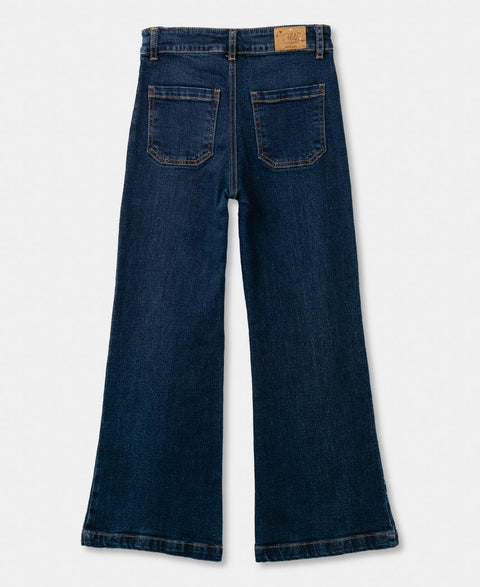 Jean Wide Leg Para Niña En Denim Color Índigo