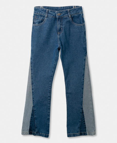 Jean Wide Leg Para Niña En Denim Color Índigo Palma