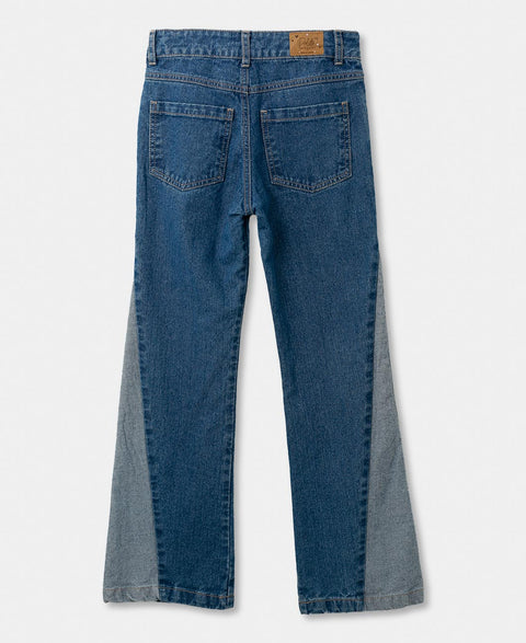 Jean Wide Leg Para Niña En Denim Color Índigo Palma