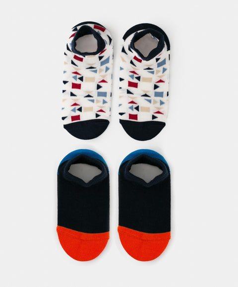 Medias X 2 Para Bebé Niño En Algodón Color Azul y Blanco