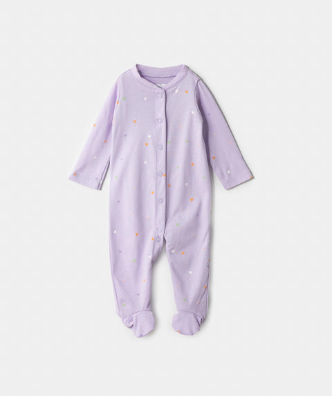 Pijama Para Recién Nacida Manga Larga En Tela Suave Color Lila