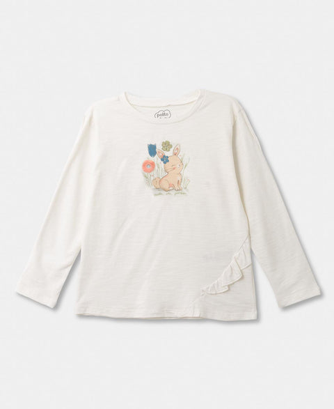 Camiseta Manga Larga Para Bebe Niña En Flame Color Marfil