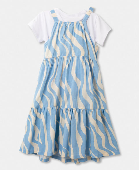 Conjunto Vestido Y Camiseta Para Bebé Niña En Lino Color Azul