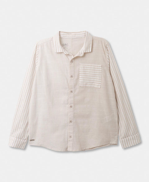 Camisa Manga Larga Para Niño Grosella Color Marfil