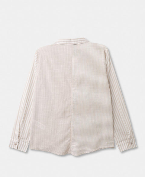 Camisa Manga Larga Para Niño Grosella Color Marfil