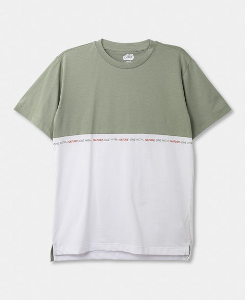 Camiseta Manga Corta Para Niño En Tela Suave Color Verde y Blanco