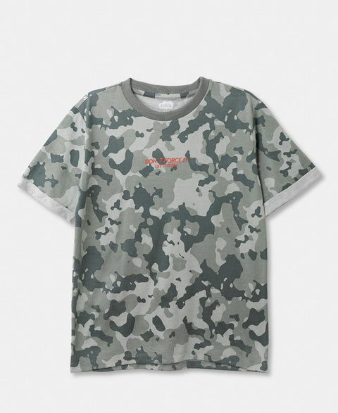 Camiseta Con Estampado Militar Para Niño Manga Corta En Tela Suave