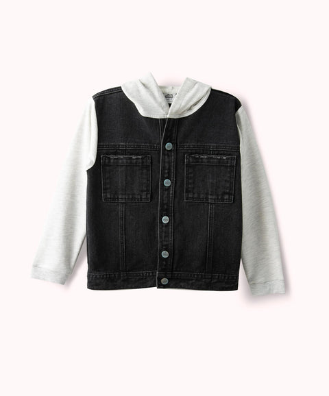 Chaqueta Para Niño En Denim Color Negro