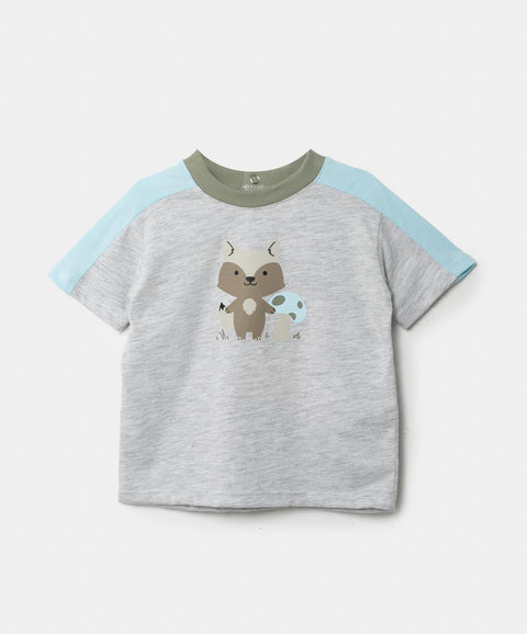 Camiseta Manga Corta Para Recién Nacido En Tela Suave Color Gris