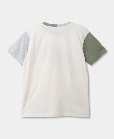 Camiseta Manga Corta Para Bebé Niño En Algodón Marfil