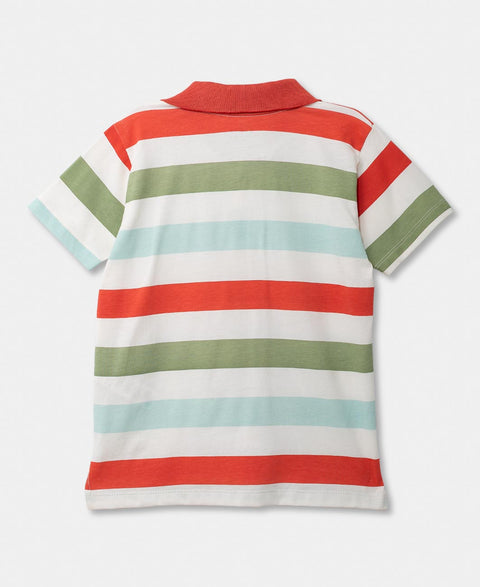 Camiseta Tipo Polo Para Bebé Niño En Algodón Color Terracota De Rayas