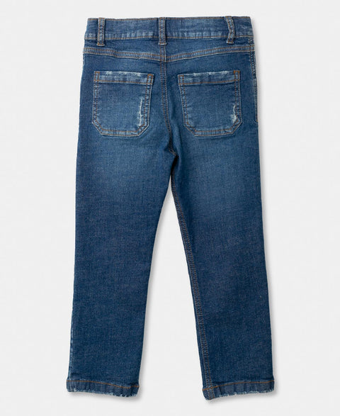 Jean Para Bebé Niño En Denim Color Índigo Con Desgastes Suaves y Rotos