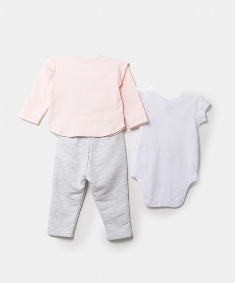 Set X 3 Para Recién Nacida En Burda Color Palo De Rosa