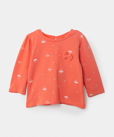 Camiseta Manga Larga Para Recién Nacida En Licra Color Naranja