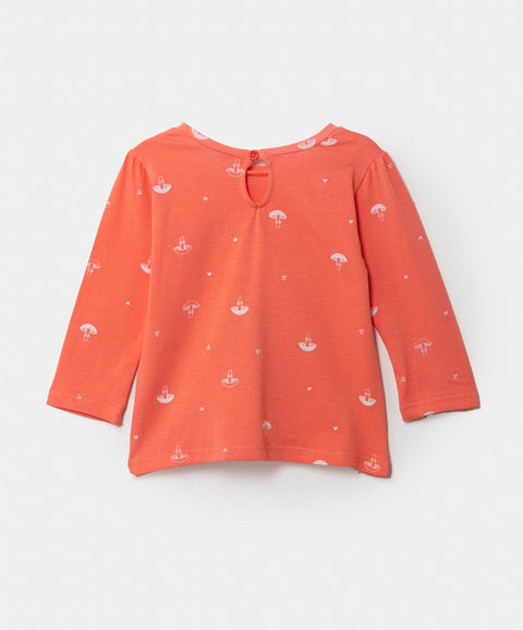 Camiseta Manga Larga Para Recién Nacida En Licra Color Naranja