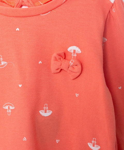 Camiseta Manga Larga Para Recién Nacida En Licra Color Naranja