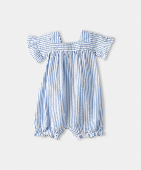 Mameluco Para Recién Nacida Pre Teñido De Rayas Azul Claro