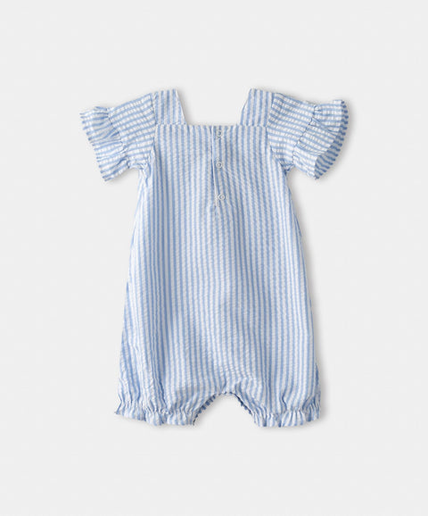 Mameluco Para Recién Nacida Pre Teñido De Rayas Azul Claro