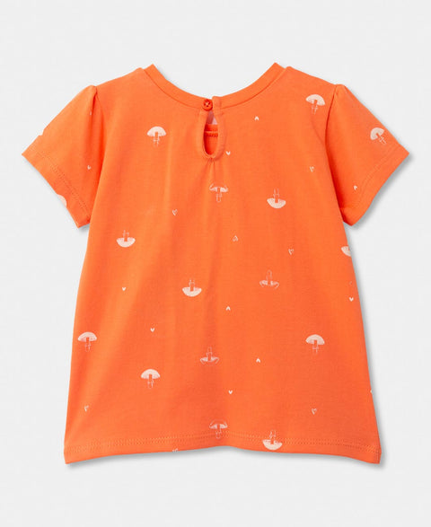 Camiseta Manga Corta Para Recién Nacida En Licra Color Naranja