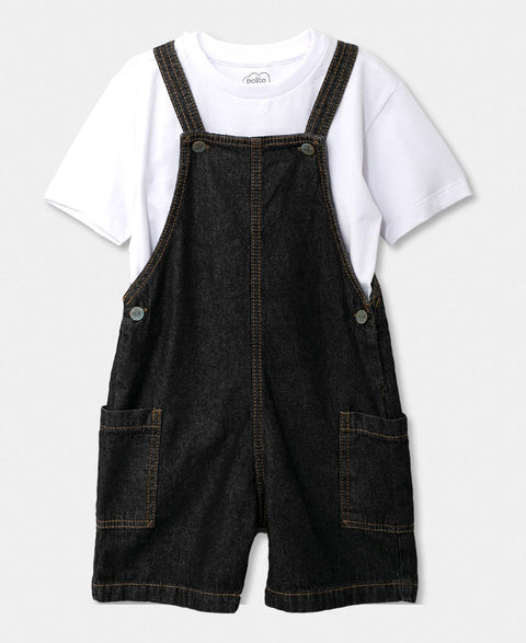 Conjunto Camiseta Y Overol Para Bebé Niño En Tela Suave Color Blanco