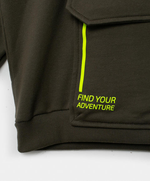 Buzo Con Chompa Para Niño En Burda Color Verde Militar