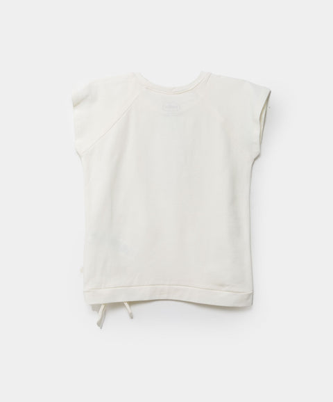 Camiseta Manga Corta Para Bebe Niña En Licra Color Marfil