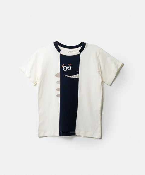 Camiseta Manga Corta Para Bebe Niño En Tela Suave Color Marfil