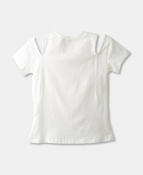 Camiseta Manga Corta Para Niña En Licra Color Marfil