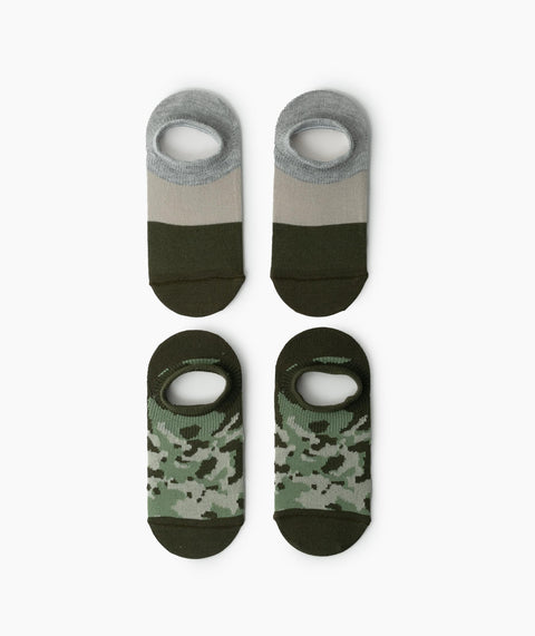 Medias X 2 Para Niño En Algodón Color Verde Militar