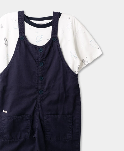 Conjunto Camiseta Y Overol Para Bebé Niño En Tela Suave Color Azul Oscuro