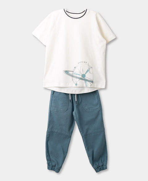 Conjunto Para Bebé Niño En Burda Color Marfil Y Verde